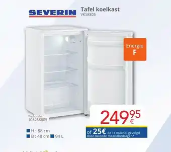 Severin Tafel koelkast VKS8805 H88cm B48cm 94L