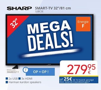 Eldi Sharp smart-tv 32"/81 cm 32BC3E aanbieding
