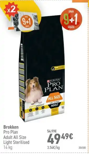 Tom&Co Brokken Pro Plan Adult All Size Light Sterilised 14kg aanbieding