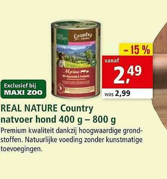 Maxi Zoo Real Nature Country Natvoer Hond aanbieding
