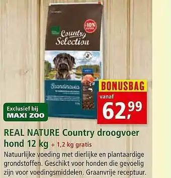 Maxi Zoo Real Nature Country Droogvoer Hond 12kg aanbieding