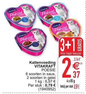 Cora Kattenvoeding Vitakraft poesie 4x85g aanbieding