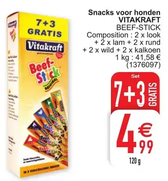 Cora Snacks voor honden Vitakraft beef-stick 120g aanbieding