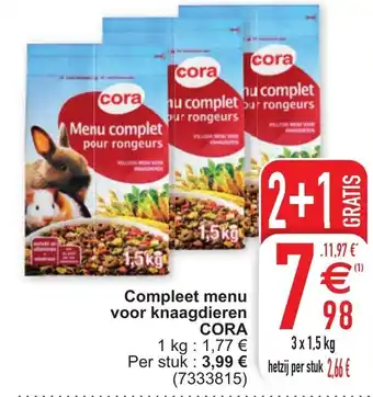 Cora Compleet menu voor knaagdieren 3x1.5kg aanbieding