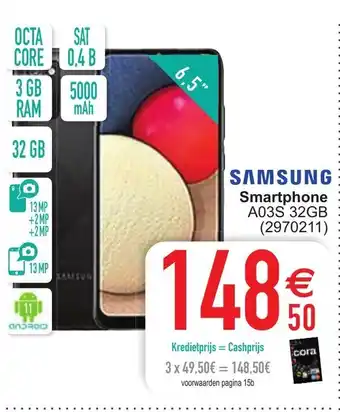 Cora Samsung Smartphone AO3S 32GB 6.5" aanbieding