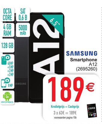 Cora Samsung Smartphone A12 6.5" aanbieding