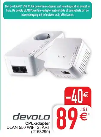 Cora Devolo CPL-adapter DLAN 550 Wifi start aanbieding