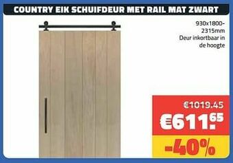 Bouwcenter Frans Vlaeminck Country eik schuifdeur met rail mat zwart aanbieding