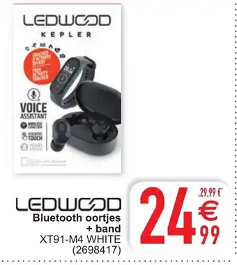 Cora Ledwood Bluetooth oortjes + band XT91-M4 White aanbieding
