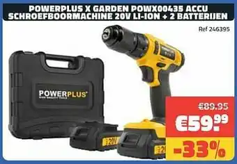 Bouwcenter Frans Vlaeminck Powerplus x garden powx00435 accu schroefboormachine 20v li-ion + 2 batterijen aanbieding