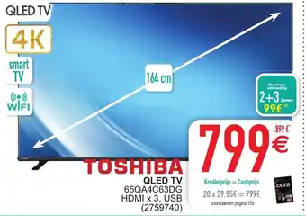 Cora Toshiba QLED TV 65QA4C63DG 164cm aanbieding
