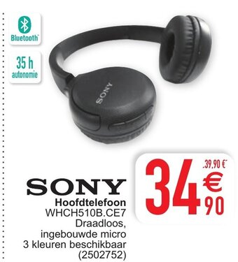 Cora Sony Hoofdtelefoon WHCH510B.CE7 aanbieding