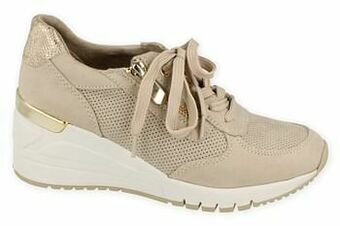 Berca Shoes Marco Tozzi Sneaker Laag Dames Met Functionele Rits - Beige aanbieding
