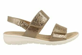 Berca Shoes Caprice Sandaal Op Sleehak Dames Comfort Trend Dierenprint Volledig Leder - Goud aanbieding