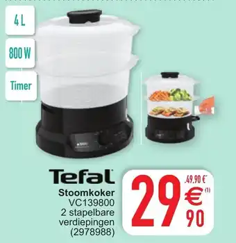 Cora Tefal Stoomkoker VC139800 4L 800W aanbieding