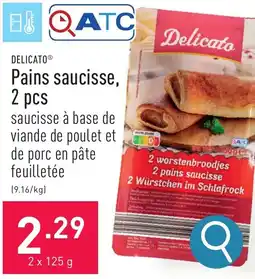 ALDI DELICATO Pains saucisse, 2 x 125g aanbieding