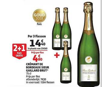 Auchan Crémant De Bordeaux Sieur Gaillard Brut aanbieding
