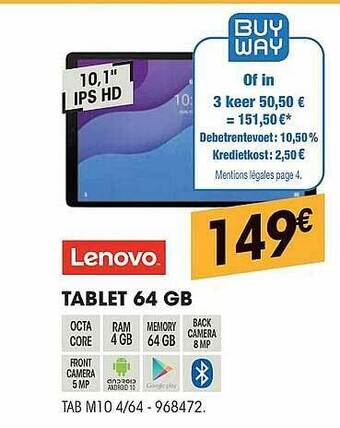 Electro Depot Lenovo Tablet 64 Gb aanbieding