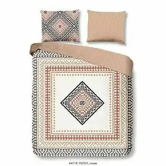 Leen Bakker Good Morning dekbedovertrek Tiznit - crème - 240x200/220 cm - Leen Bakker aanbieding