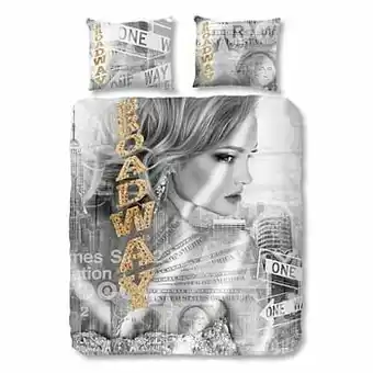 Leen Bakker Good Morning dekbedovertrek Broadway girl - grijs - 240x200/220 cm - Leen Bakker aanbieding