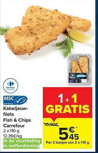 Carrefour Market Kabeljauw-filets Fish & Chips aanbieding