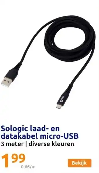 Action Sologic laad- en datakabel micro-USB aanbieding