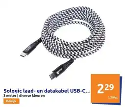 Action Sologic laad- en datakabel USB-C naar USB-C aanbieding