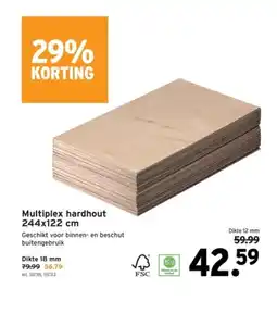 GAMMA Multiplex hardhout 244x122 cm aanbieding