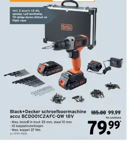GAMMA Black+Decker schroefboormachine accu BCD001C2AFC-QW 18V aanbieding