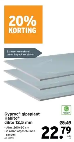 GAMMA Gyproc gipsplaat Habito dikte 12,5 mm aanbieding