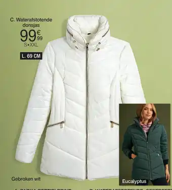 Damart Waterafstotende donsjas gebroken wit en eucalyptus aanbieding