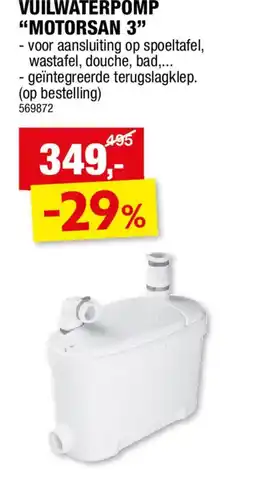 Hubo VUILWATERPOMP MOTORSAN 3 aanbieding