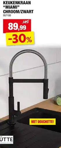 Hubo SCHÜTTE KEUKENKRAAN MIAMI CHROOM/ZWART aanbieding