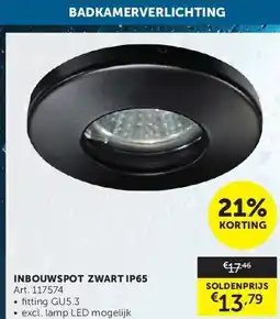 Zelfbouwmarkt INBOUWSPOT ZWART IP65 aanbieding