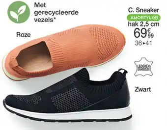 Damart Lichte sneaker hak 2,5 cm roze en zwart aanbieding