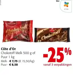 Colruyt Côte d'Or Chokotoff Melk 500 g of Puur 1 kg aanbieding