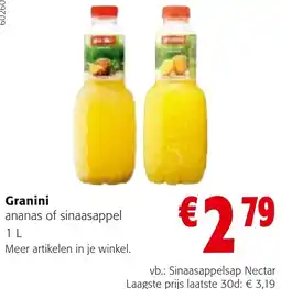 Colruyt Granini ananas of sinaasappel 1L aanbieding