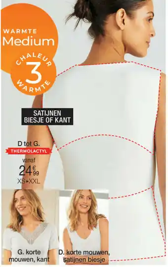 Damart Korte mouwen satijnen biesje en korte mouwen kant aanbieding