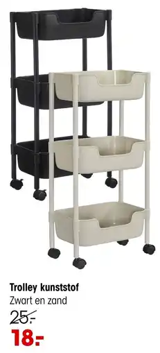 Kwantum Trolley kunststof Zwart en zand aanbieding