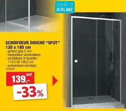 Hubo SCHUIFDEUR DOUCHE “SPOT” 120 x 185 cm aanbieding
