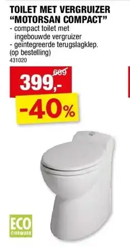 Hubo TOILET MET VERGRUIZER “MOTORSAN COMPACT” aanbieding