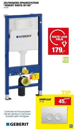 Hubo ZELFDRAGEND OPHANGSYSTEEM “GEBERIT DUOFIX UP100” aanbieding