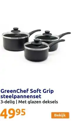 Action GreenChef Soft Grip steelpannenset aanbieding