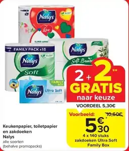 Carrefour Keukenpapier, toiletpapier en zakdoeken Nalys aanbieding