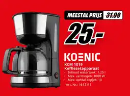MediaMarkt KOENIC KCM 1019 Koffiezetapparaat aanbieding