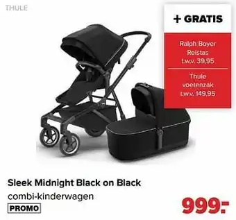 Baby-Dump Sleek midnight black on black combi-kinderwagen aanbieding