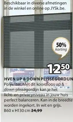 Jysk HVEN UP & DOWN PLISSÉGORDIJN aanbieding