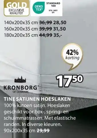 Jysk TINE SATIJNEN HOESLAKEN aanbieding