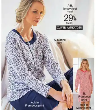 Damart Jerseytricot met print, zuiver kamkaton aanbieding