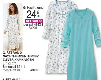 Damart Set van 2 nachthemden jersey zuiver kamkatoen aanbieding